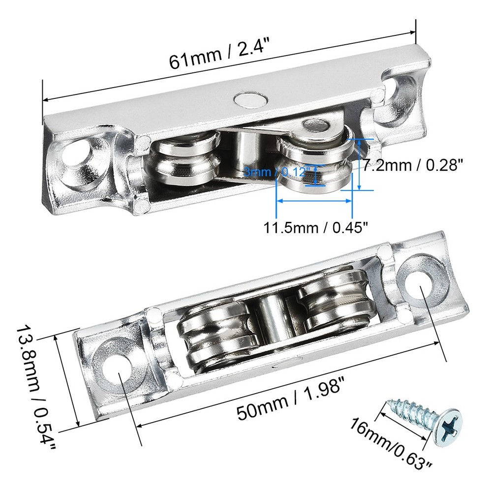 11.5mm sliding door double hinged steel. Windocon pulley 2pcs