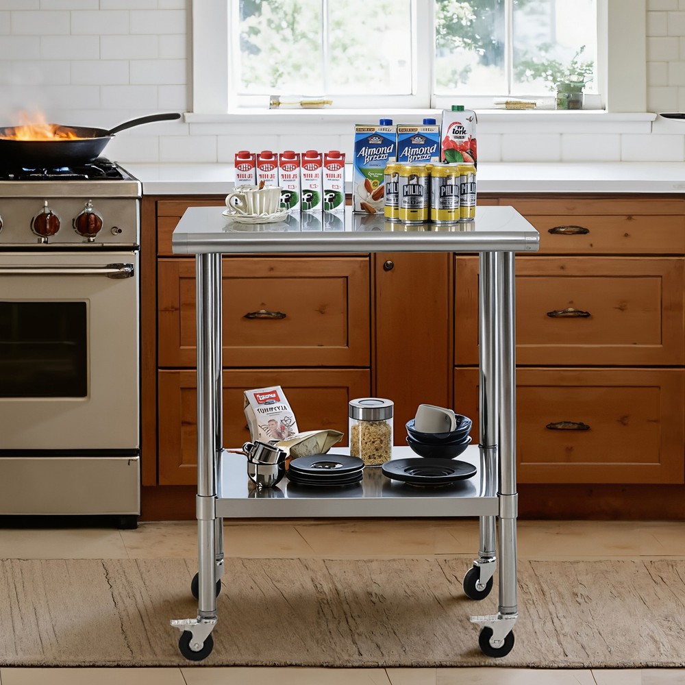 Stainless Steel Table with Wheels, Stainless Table for Prep & Work