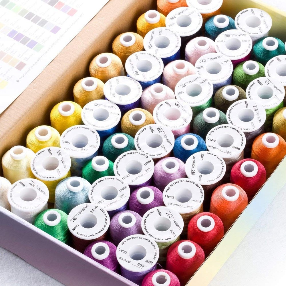 Simthread 63 Colors Polyester Compatible with Brother Embroidery Machine Thre...