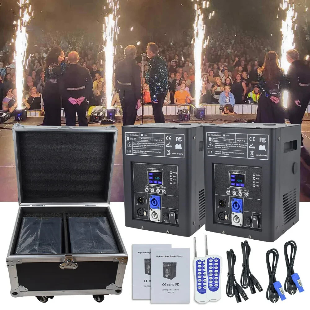 Saviour 2PCS 750W Large Cold Spark Machine Stage Effect DMX Firework With Case
