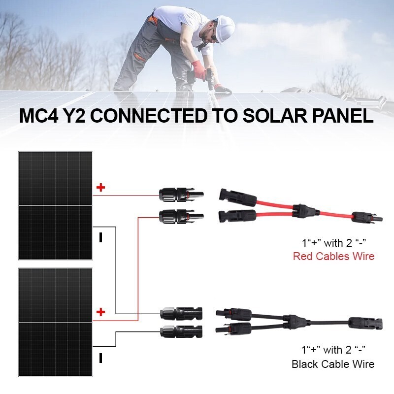 Solar Panel Y Branch Cable Connection Waterproof Adapter Connector Extension