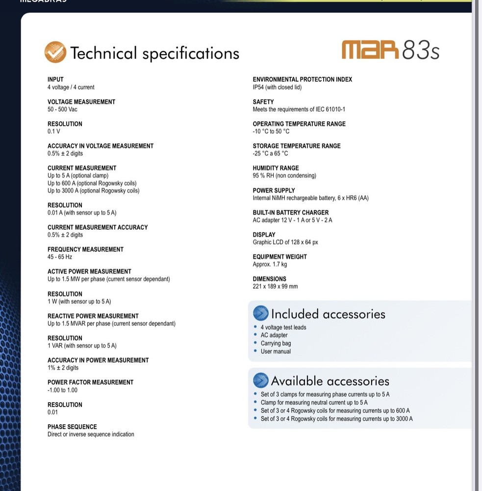 Tentech MAR-83s Three-Phase Power Quality Analyzer