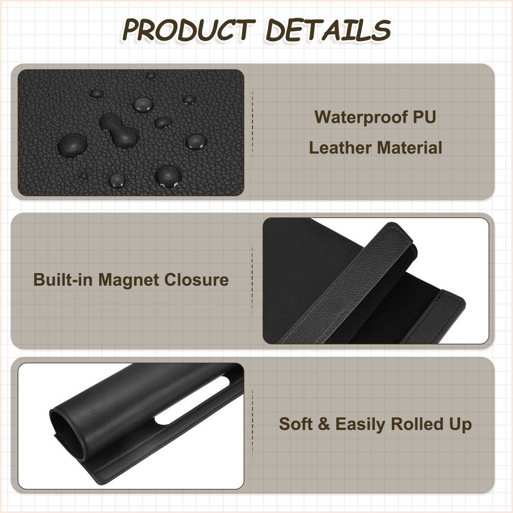 PU Leather A4 File Folder with Magnetic Closure, Black