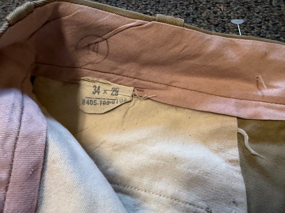 ORIGINAL WWII US ARMY OFFICER CLASS A "KHAKI" TROUSERS- MEDIUM SHORT 34X28