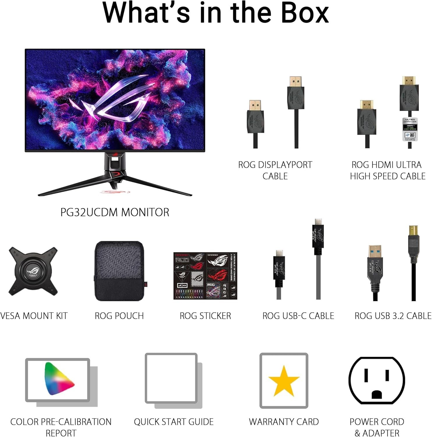 ASUS ROG Swift 32” 4K OLED Gaming Monitor (PG32UCDM) - UHD (3840 x 2160), QD-OLE