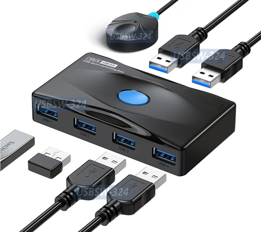 Premium USB 3.0 Switch For 4 USB Device Sharing By 2 Computer