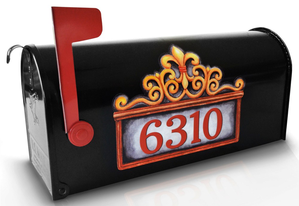 Mailbox Magnet (Partial Cover) Fleur de Lis Customized Address Numbers