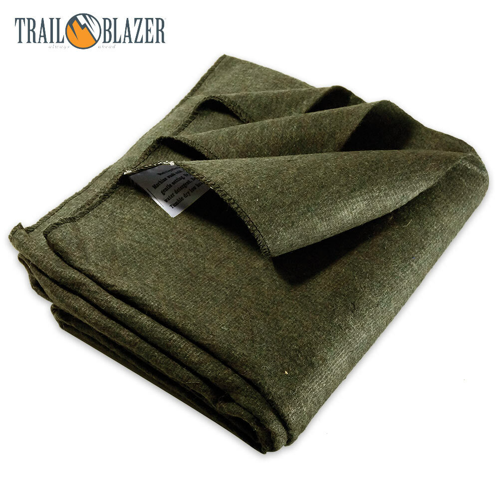 2lb Wool Blanket Olive Drab Green Warm Army Military Emergency Survival Camping