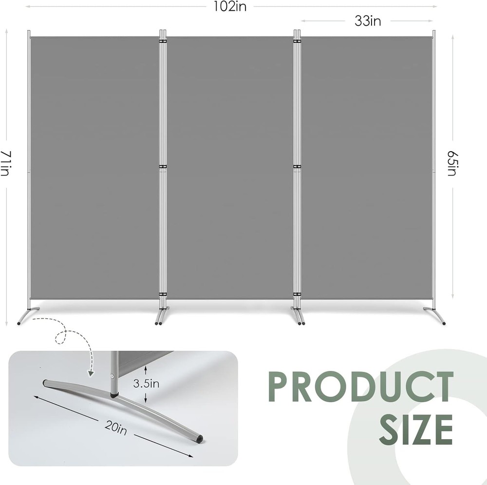 3 Panel Room Divider 6 Ft Tall Folding Privacy Screen Freestanding Room