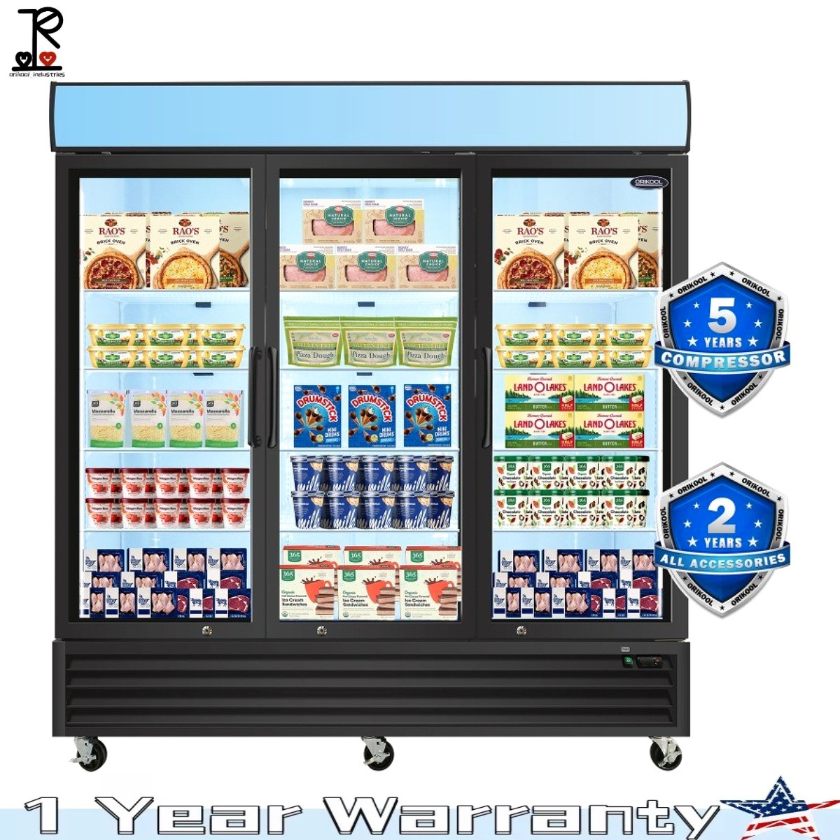 Commercial Glass Door Freezer Reach in Display Merchandiser Restaurant 70 Cu.ft