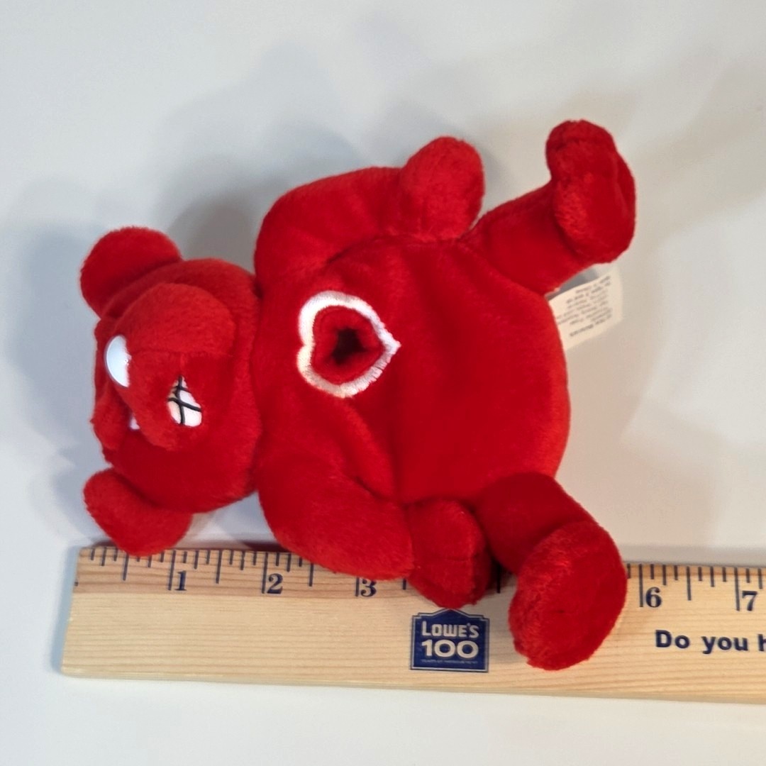 Idea Factory 1999 Meanies Valentines Red Heartless Bear Bean Bag Plush LE 7500