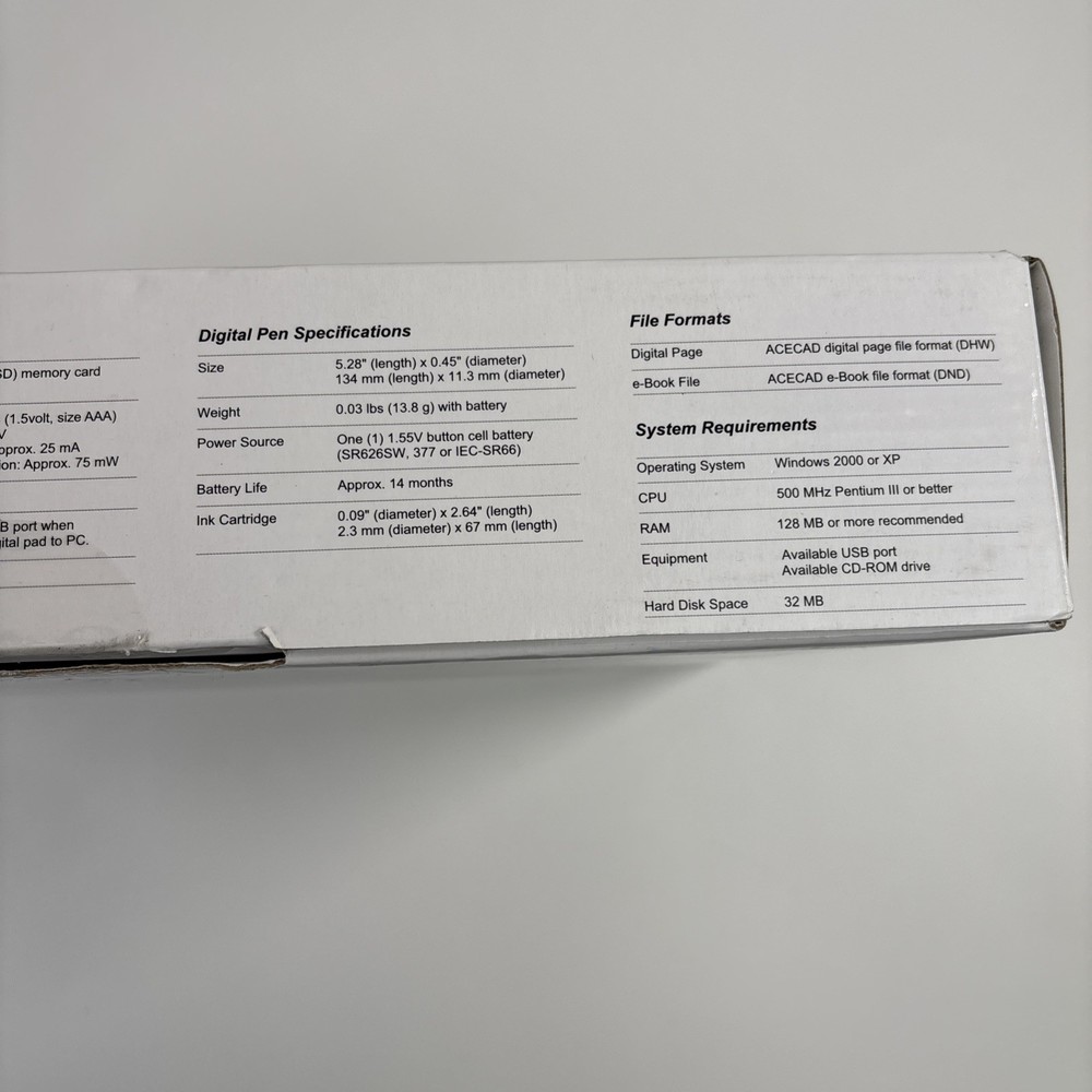 ACECAD DigiMemo L2 Letter Size Digital Notepad /w Pen Manual Software