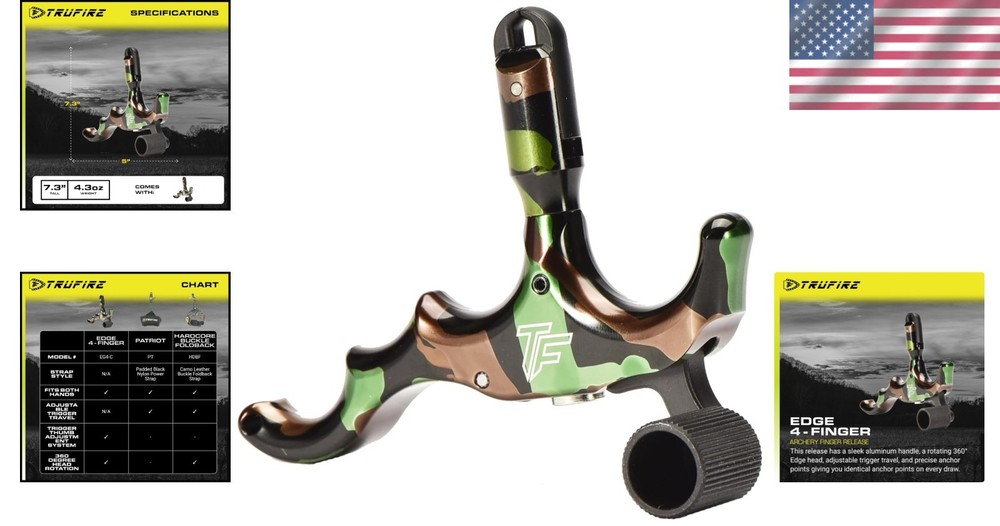 Aluminum Camo Archery Bow Release - Right Hand