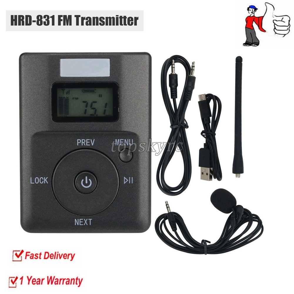 HRD-831 FM Transmitter Broadcast w/ Mic 500M Transmitting Support TF Card Micro