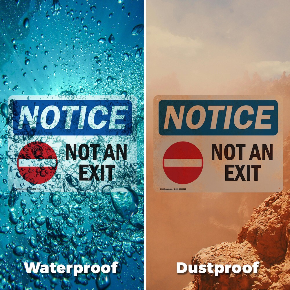 (2 Pack) Not An Exit OSHA Notice Sign Decal Metal Plastic