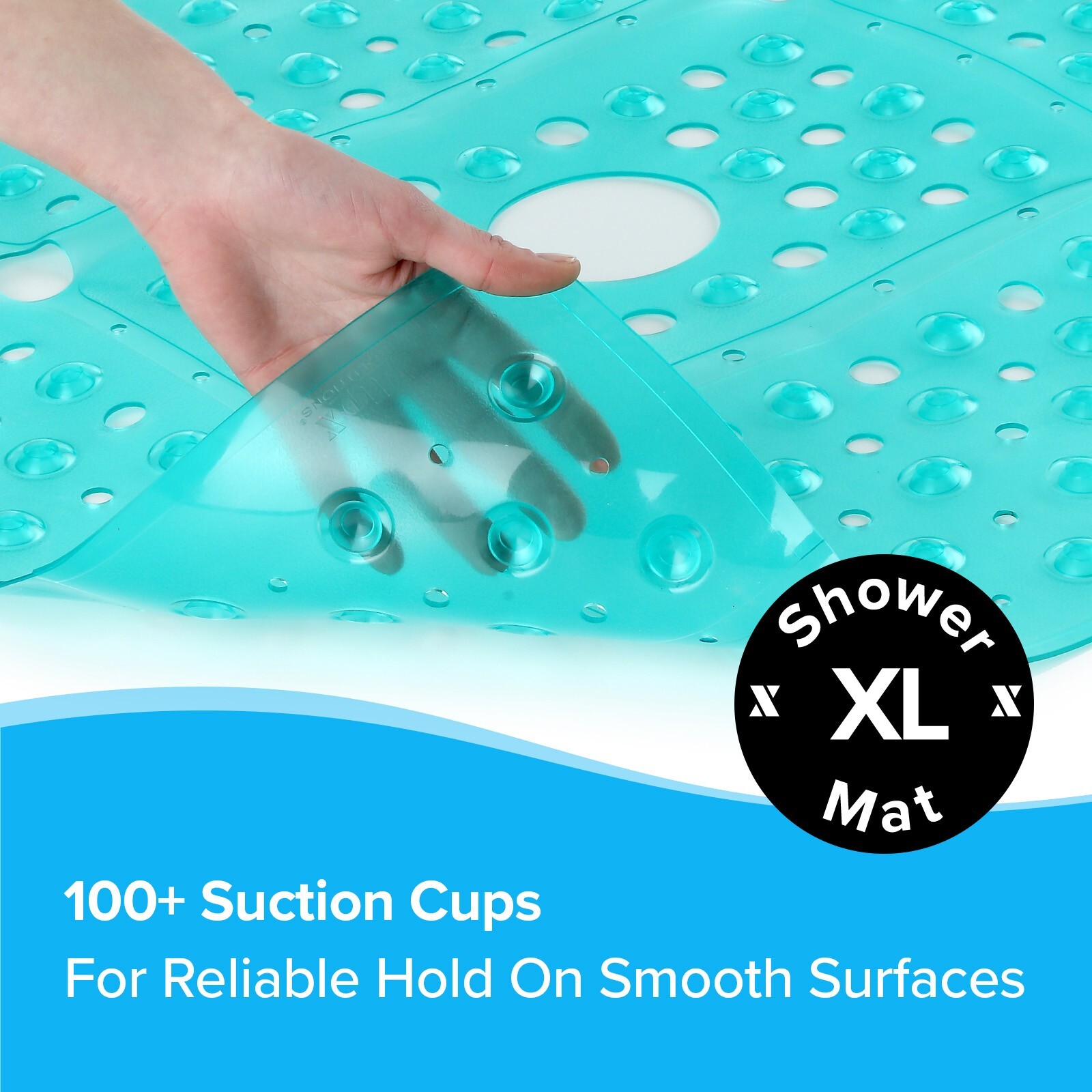 65% MORE COVERAGE! SlipX Solutions Aqua Extra Large Shower Mat (27")