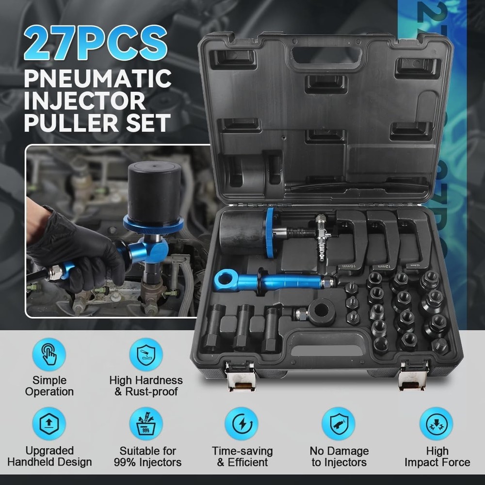 27PCS Pneumatic Injector Puller Diesel Engine Air Vibration Injector Extractor