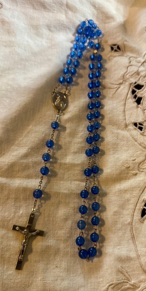 Vintage blue beaded rosary