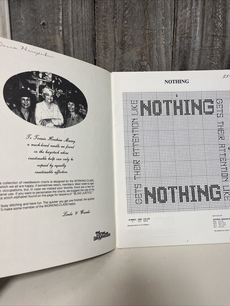 Working Class Cross Stitch Pattern Booklet Three Needles