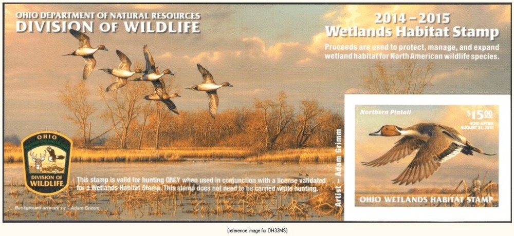 D2K Ohio Duck Stamp 2014 $15.00 minisheet