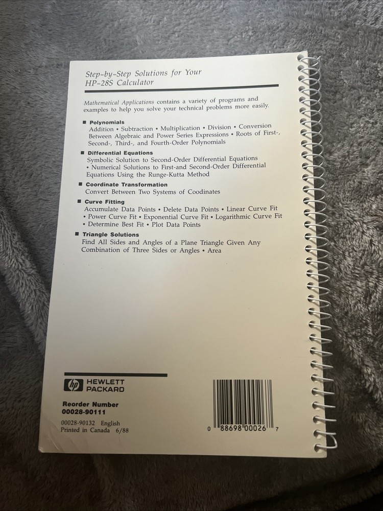Hewlett-Packard Step-By-Step Solutions - Mathematical Applications - HP 28S ORIG
