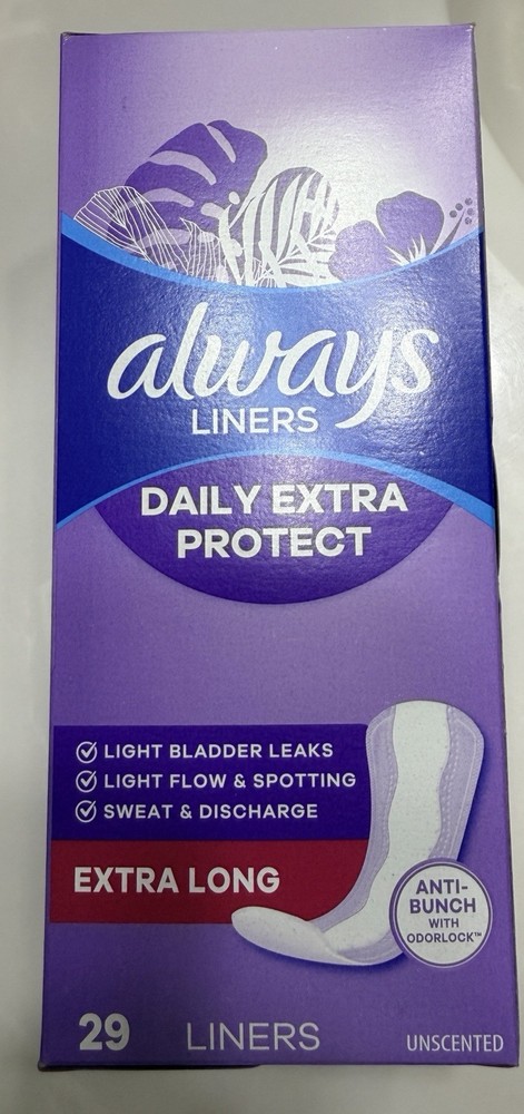 Always Daily Extra Protect Liners Unscented Extra Long Length 3 Boxes 29 Liners