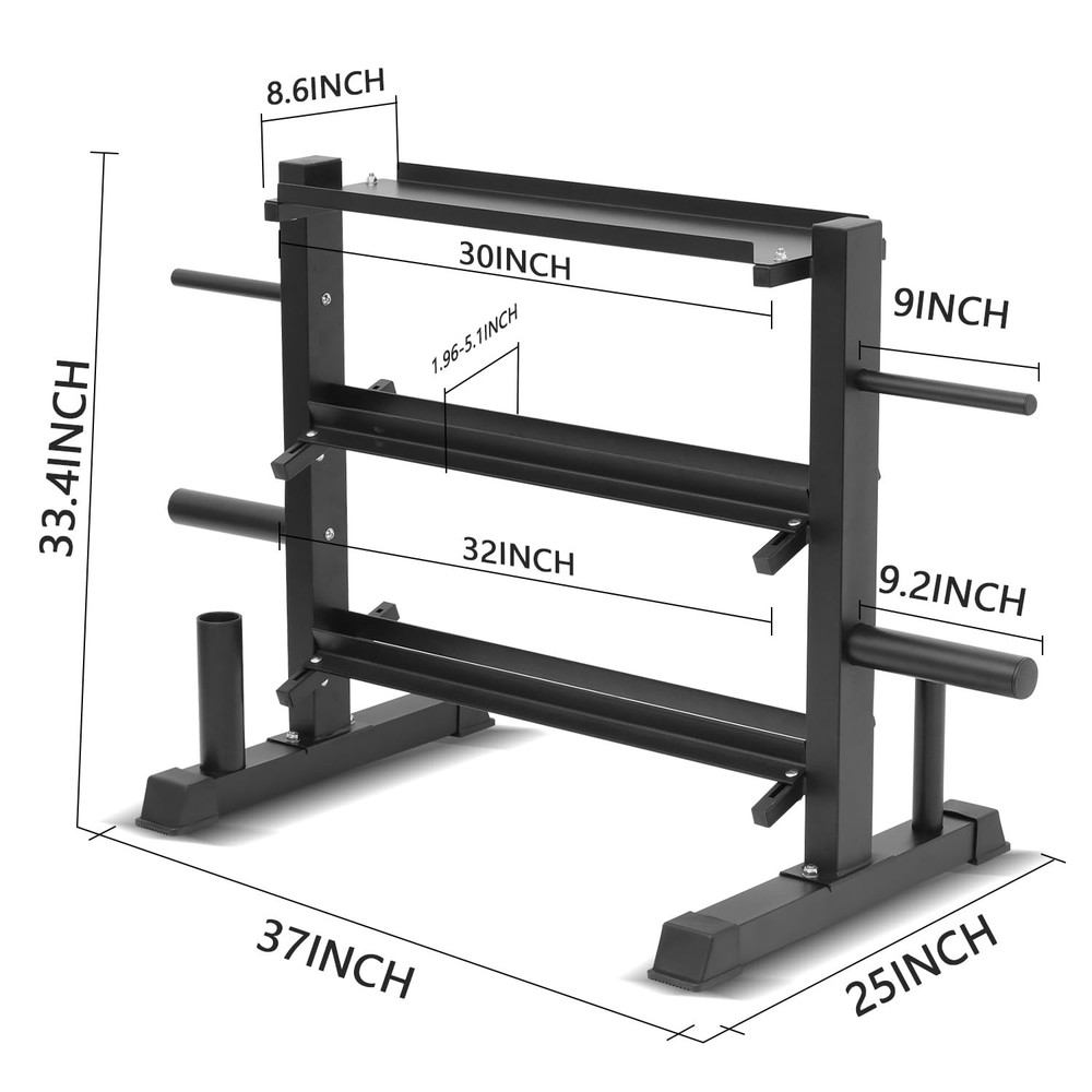 Adjustable Dumbbell Rack, Dumbbell Set with Storage Rack for Kettlebells, Wei...