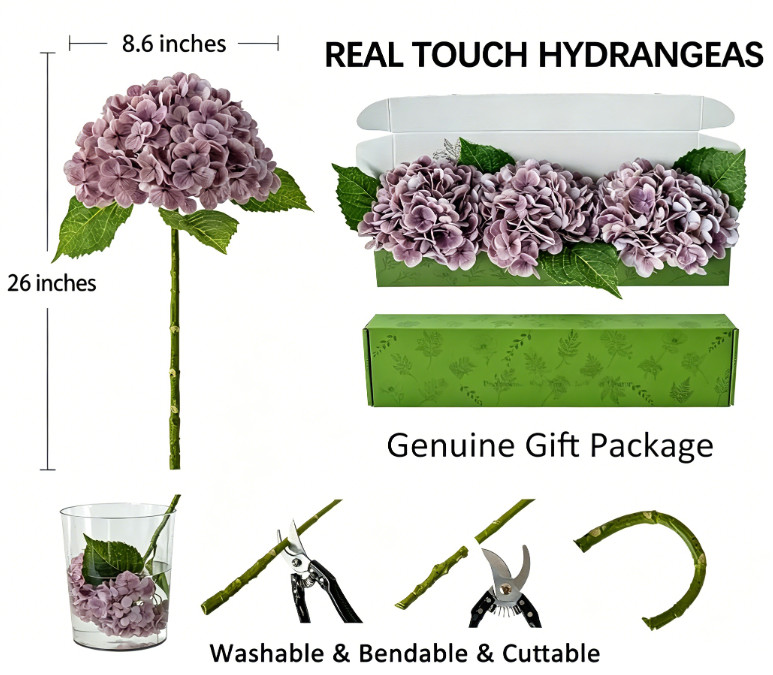 1pcs Purple Artificial Hydrangea 26-Inch Home Dining Table Spring Decoration
