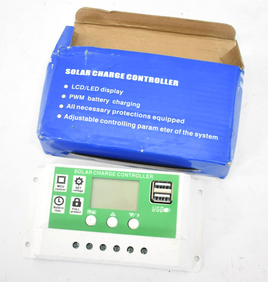 Solar Charge Controller White Module LCD/LED Display PWM Battery Charge