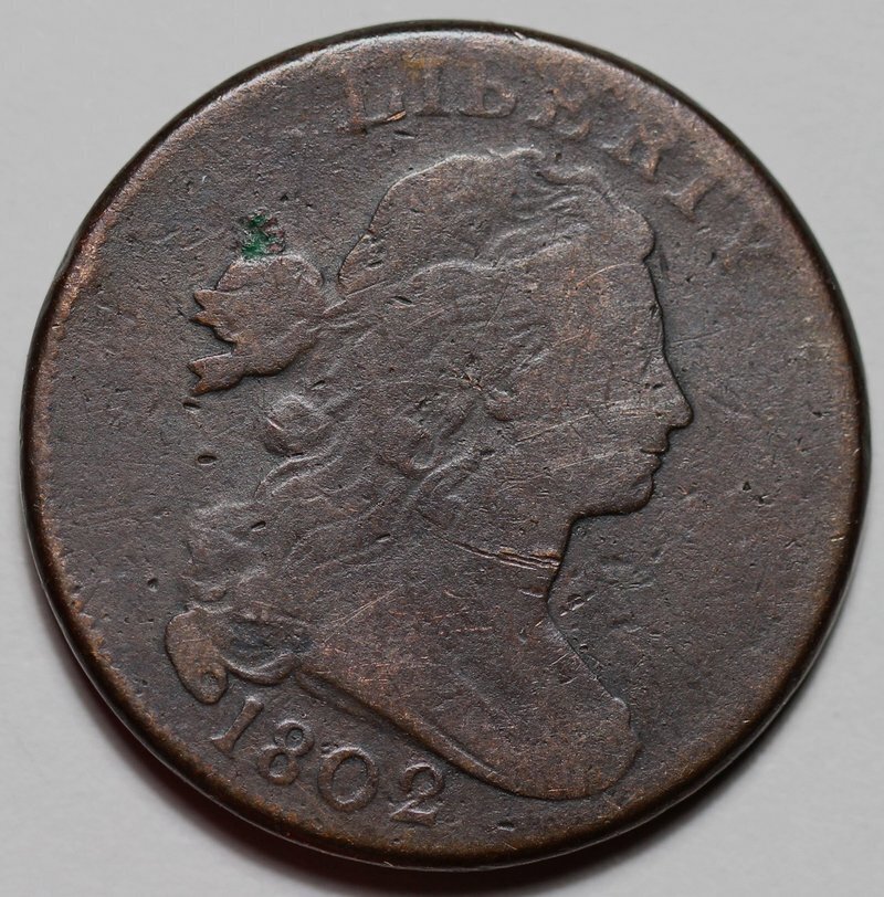 1802 Draped Bust Large Cent - With Stems - US 1c Copper Coin