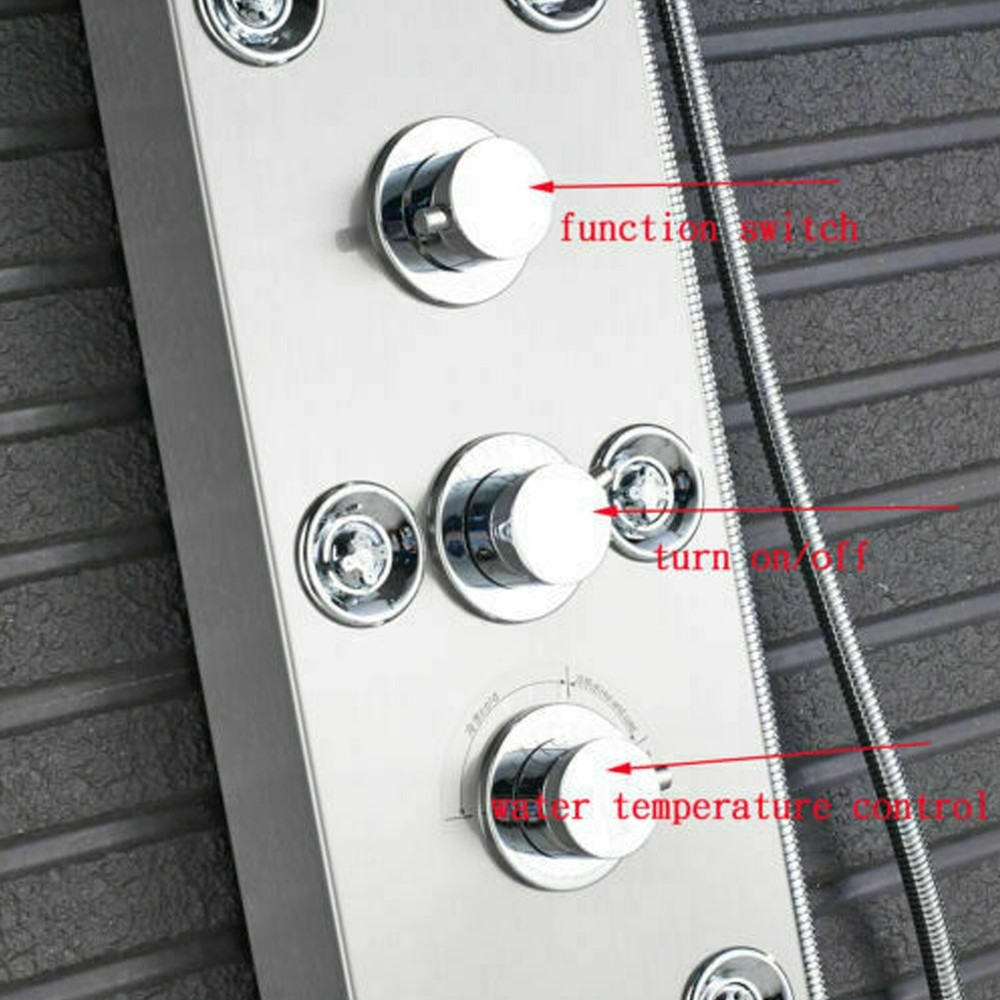 Stainless Steel LED Shower Panel Tower System Rainfall Waterfall Shower Head