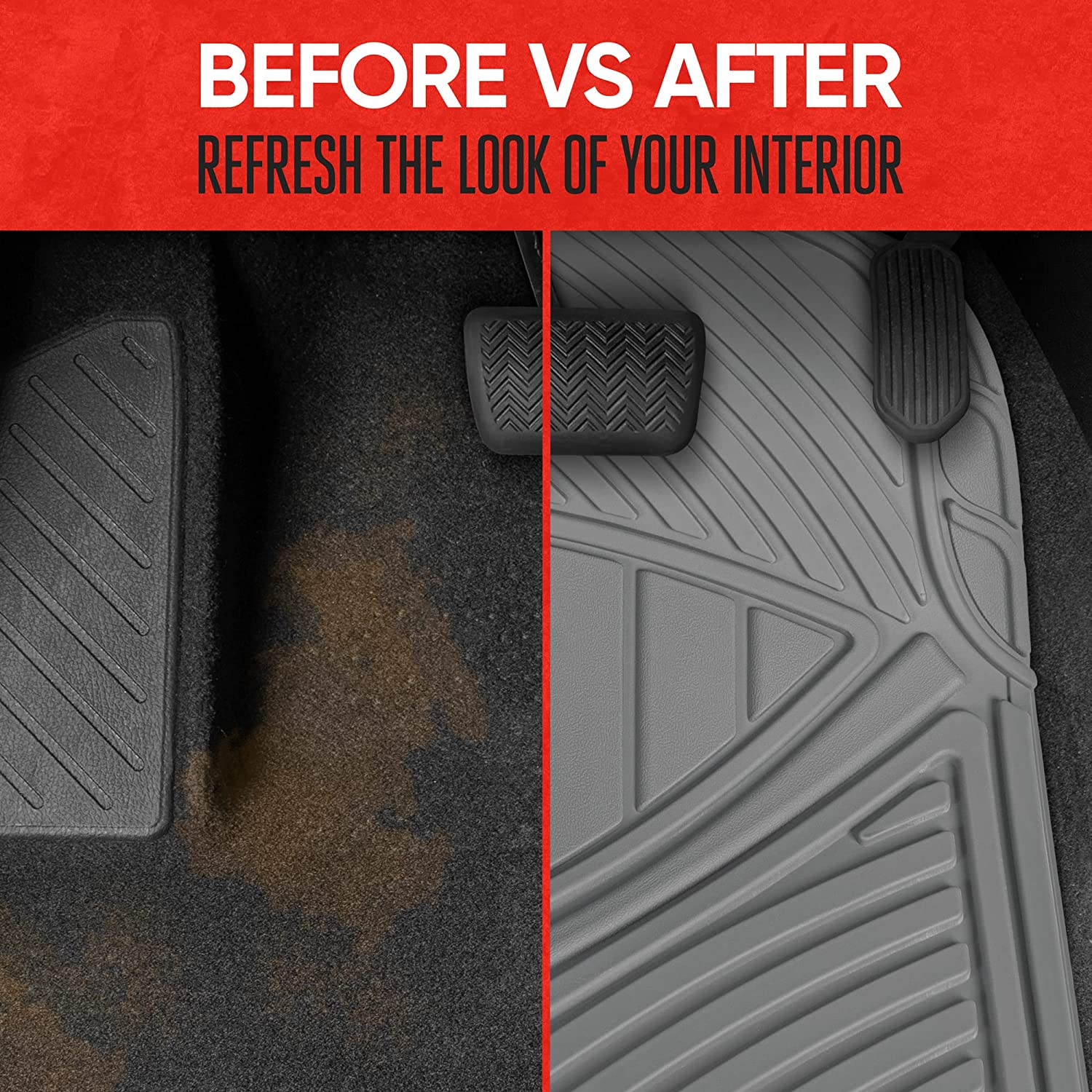 Flextough Performance All Weather Rubber Car Floor Mats with Cargo Liner – Full