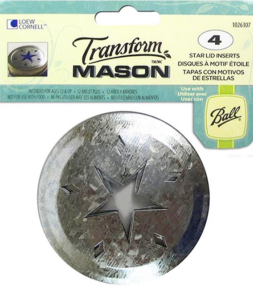 4 STAR LID INSERTs Transform Mason Regular Mouth Canning Jar Metal Lid Insert