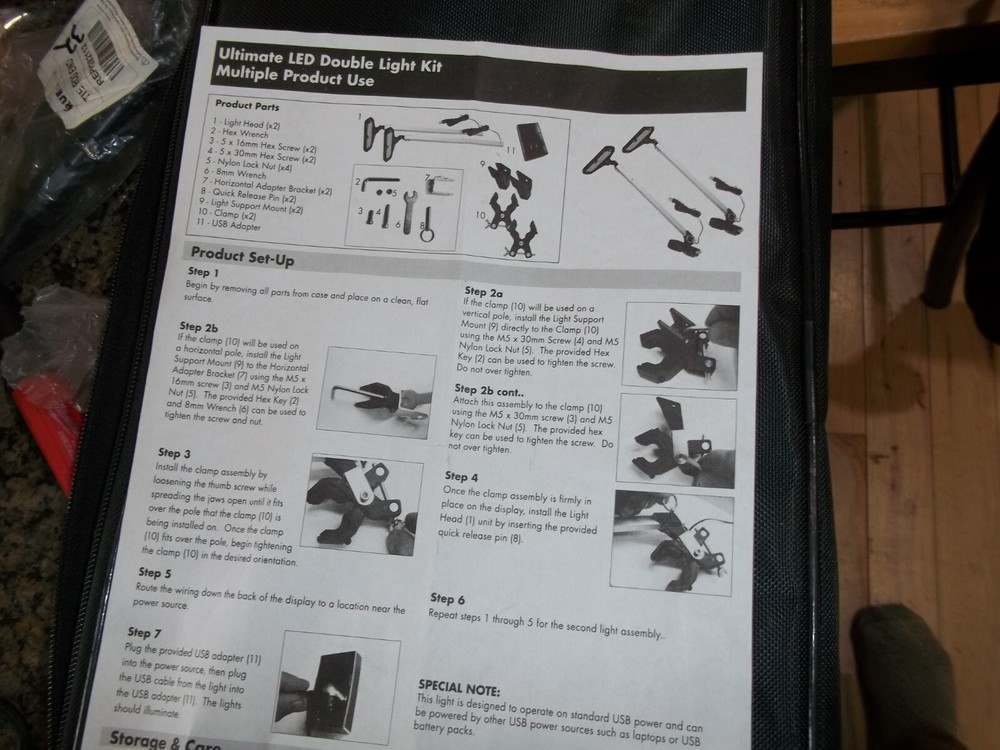 led double light kit has its own bag