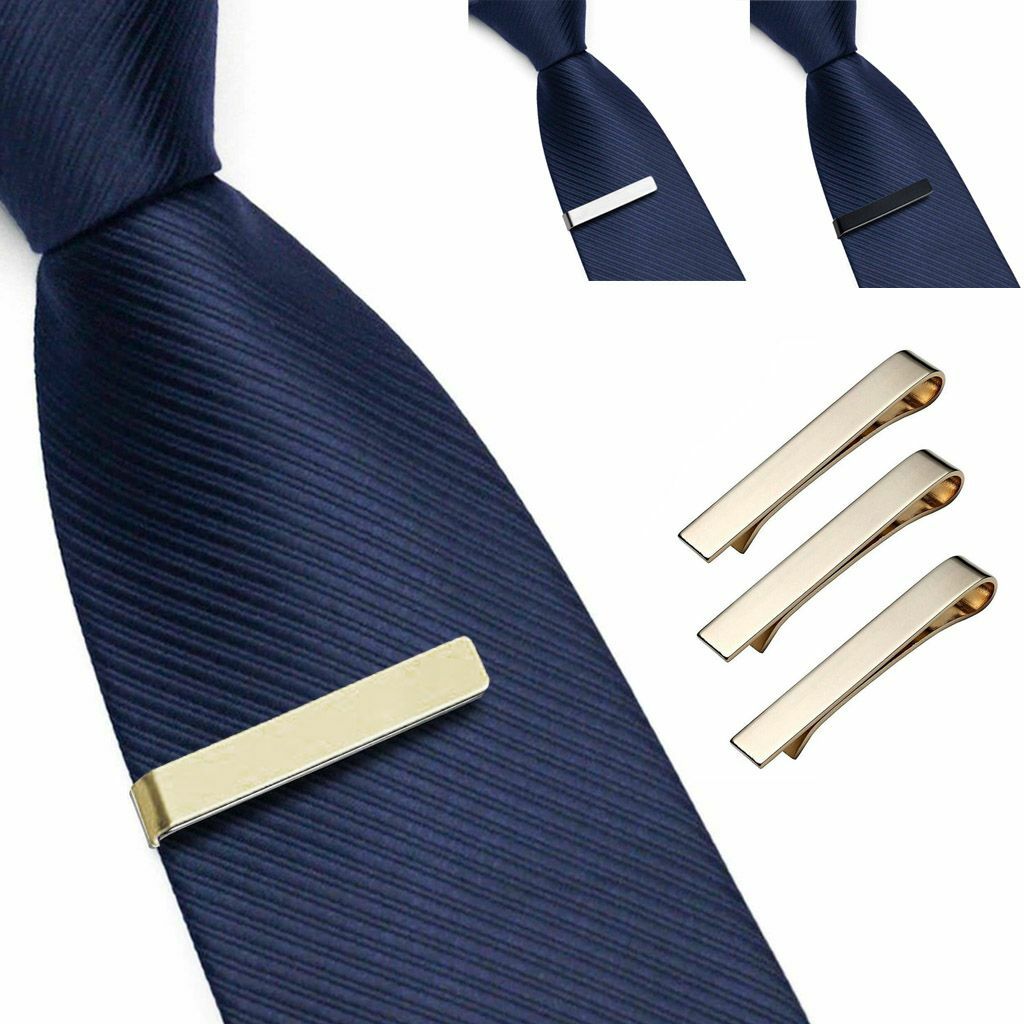 1-3 Set Stainless Steel Slim Skinny Regular Ties Necktie Clasp Mens Tie Clip Bar