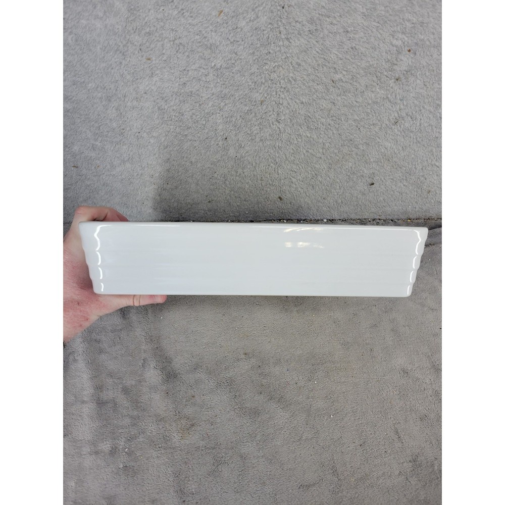 Enjoy White Ceramic Rectangular Baking Dish with Ribbed Sides 12" x 8.5"
