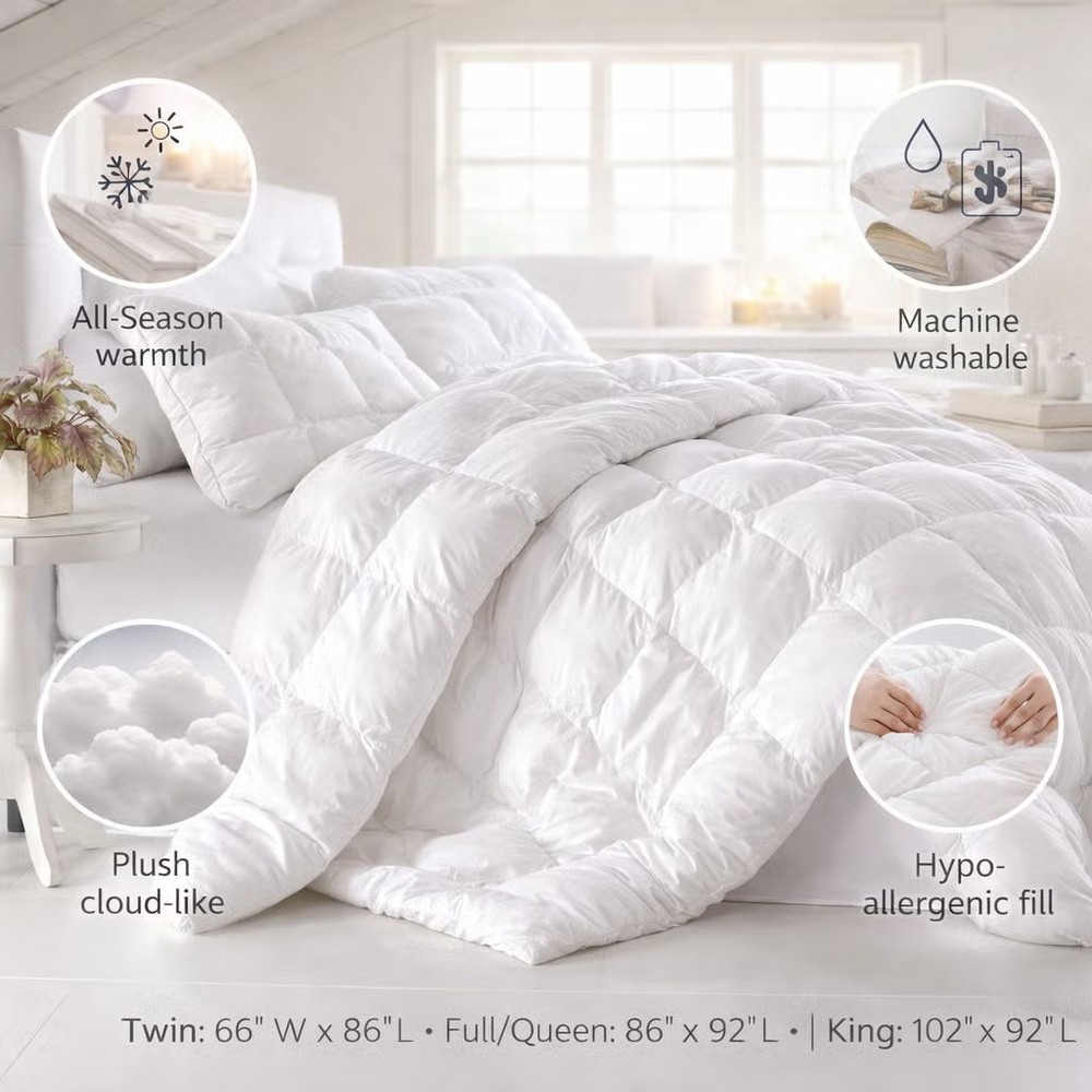 BrylaneHome 200 Thread Count Cotton Comforter - Full/Queen, White
