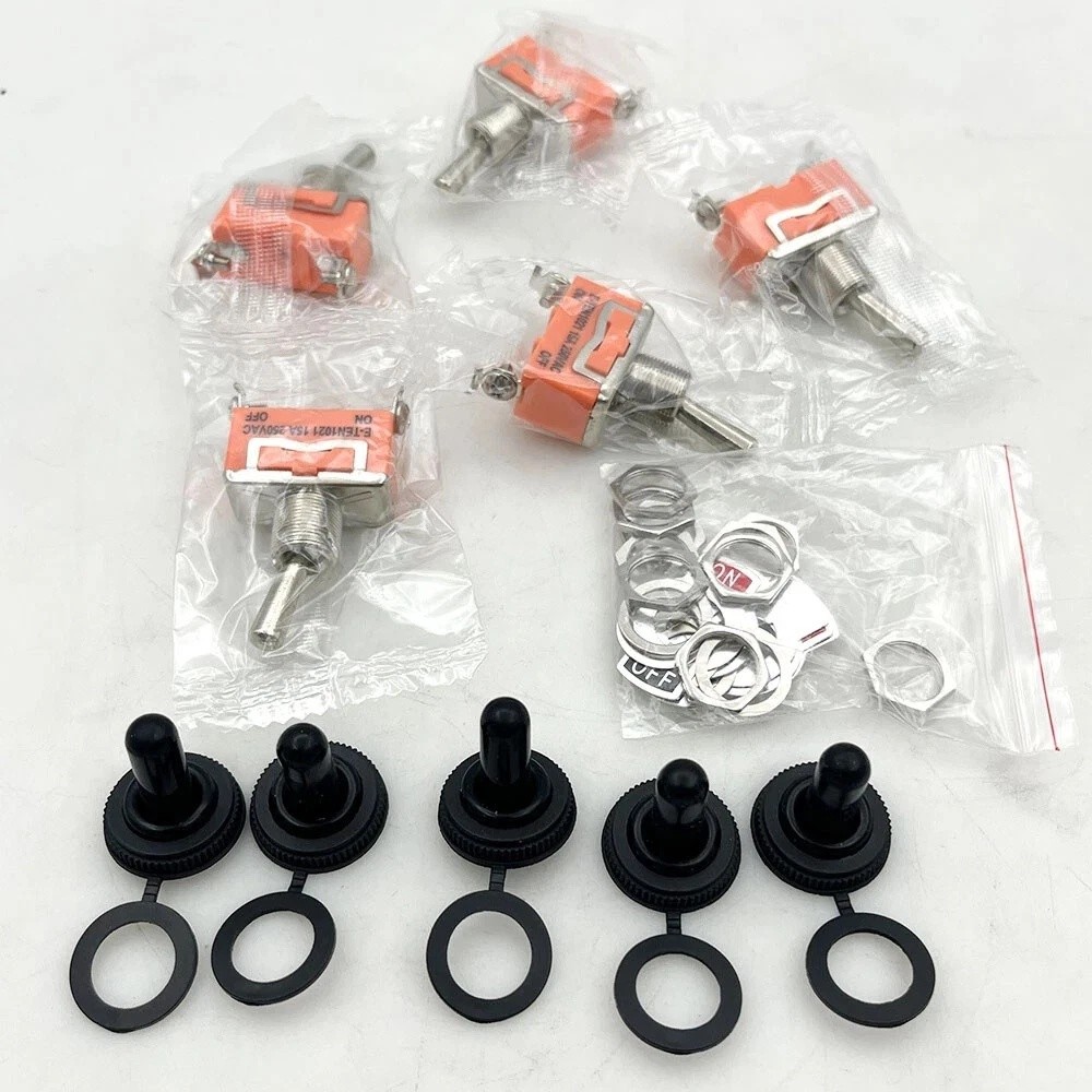 5X 12V SPST Solid Metal Toggle Switch ON/OFF Single Pole for Marine / Automotive