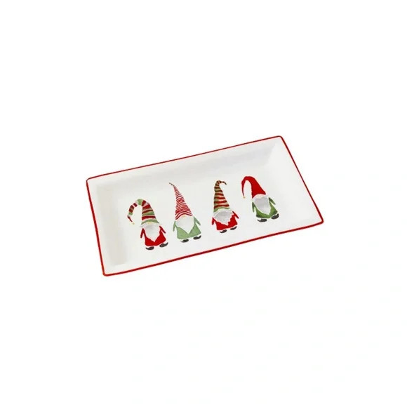 Christmas Gnome Ceramic Tray • 12" × 6¾" • LTD Commodities