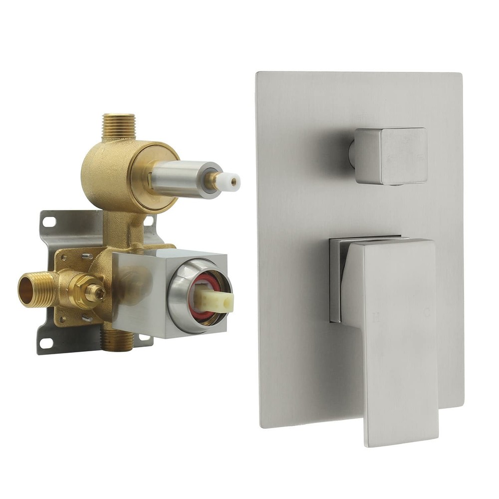 Drettyer Brushed Nickel Solid Brass 3 Way Outlet Function Shower Diverter Val...