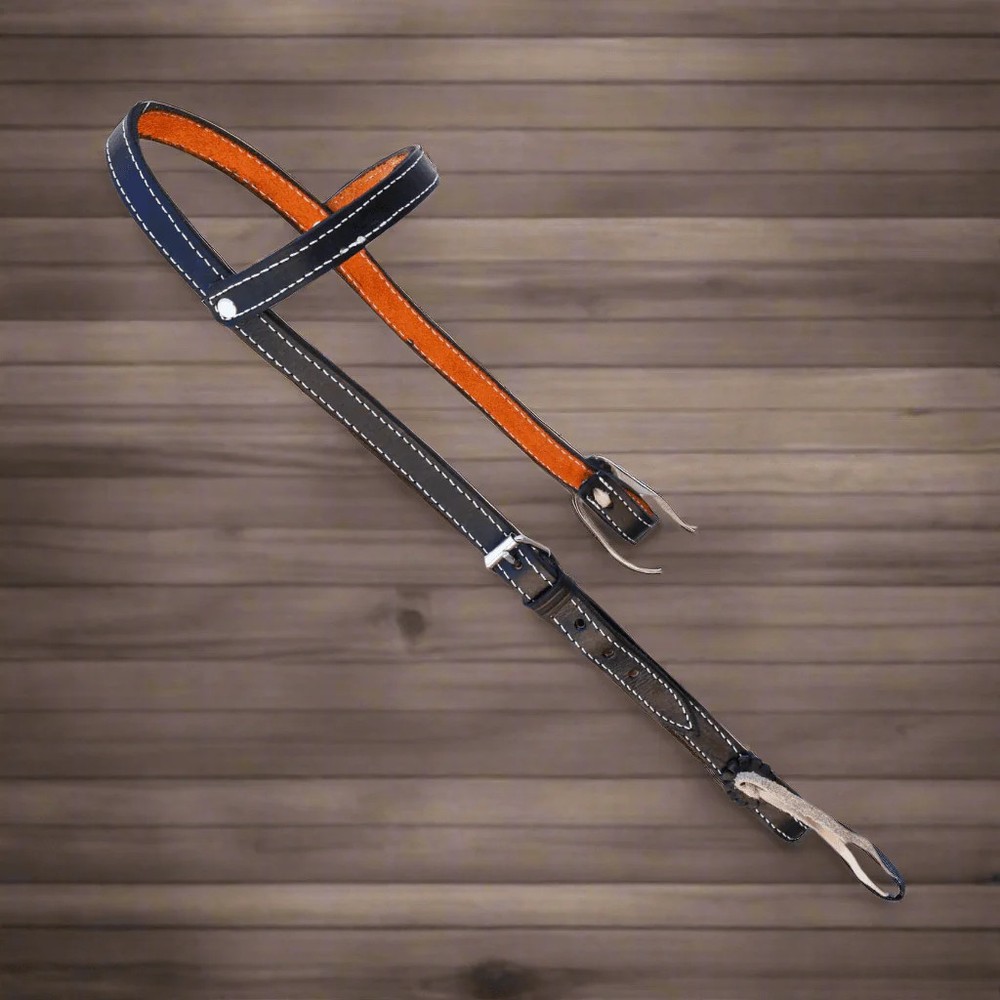 Black Simple Charro Cabezada Horse Headstall