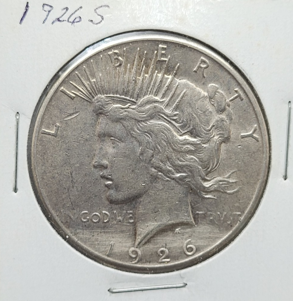 1926 S U.S. Peace 90% Silver Dollar