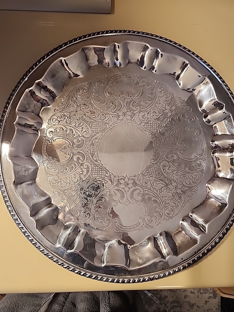 Vintage Empress 14" Diameter Silver Plated Tray