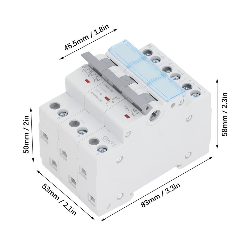 Manual Transfer Switch DIN Rail Mount 3P Interlock Circuit Breaker Switch Part
