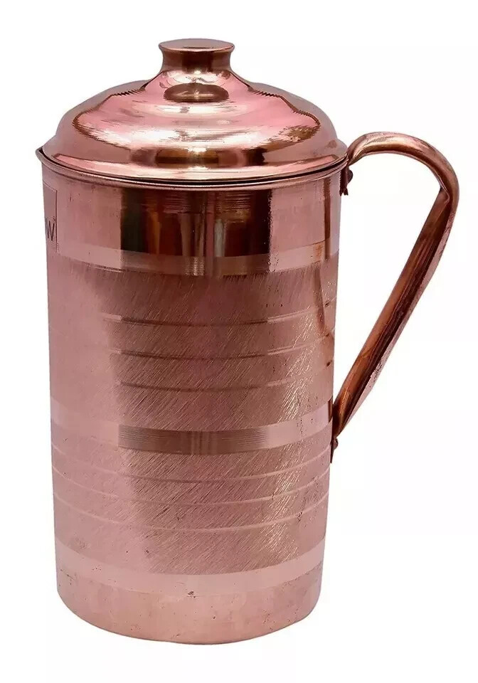 100% Pure Copper Water Jug Pitcher With Tumbler Glass Ayurveda Benefits Set Of 7