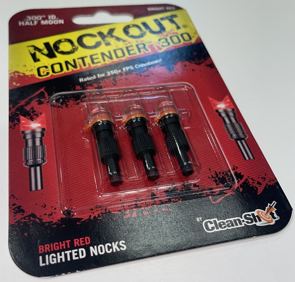NockOut Lighted Nocks .300" ID Half Moon Red 3 Pack