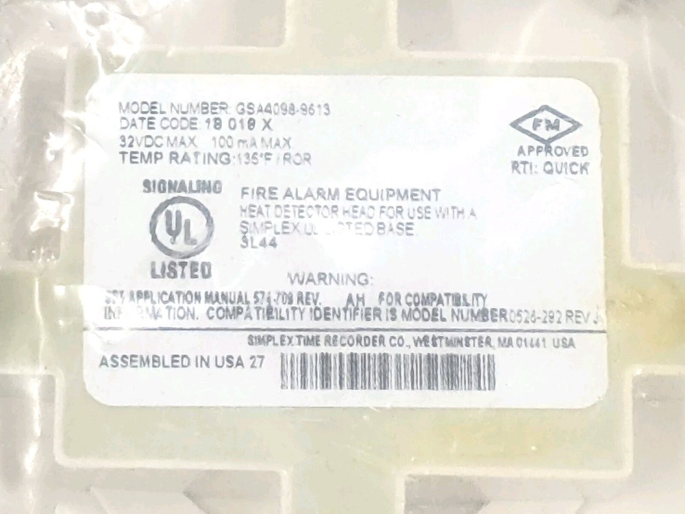 Simplex GSA4098-9613 Heat Detector Head
