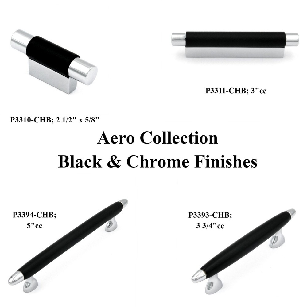 P3310-CHB Chrome, Black Cabinet Knobs Pulls Belwith Hickory Greenwich