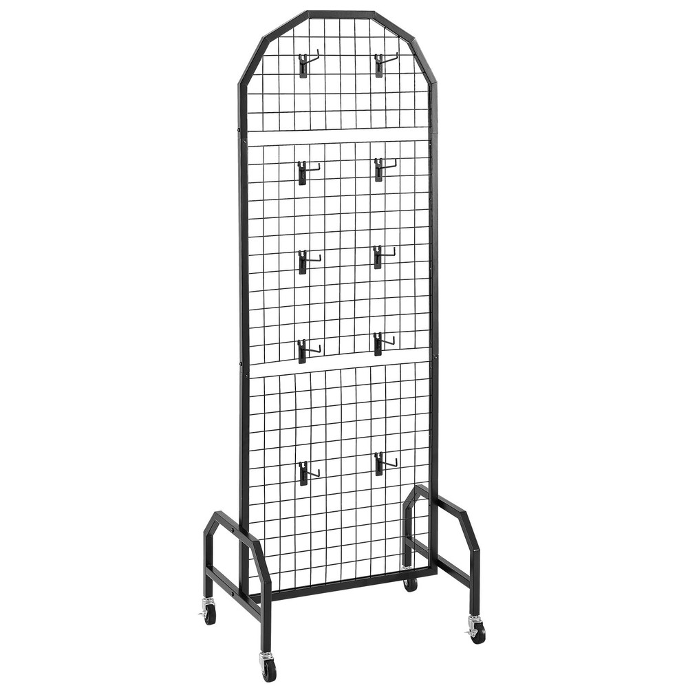 VEVOR 2 Pack Grid Wall Panel 1.9 x 5.4 ft Wire Display Rack with Wheels & Hooks