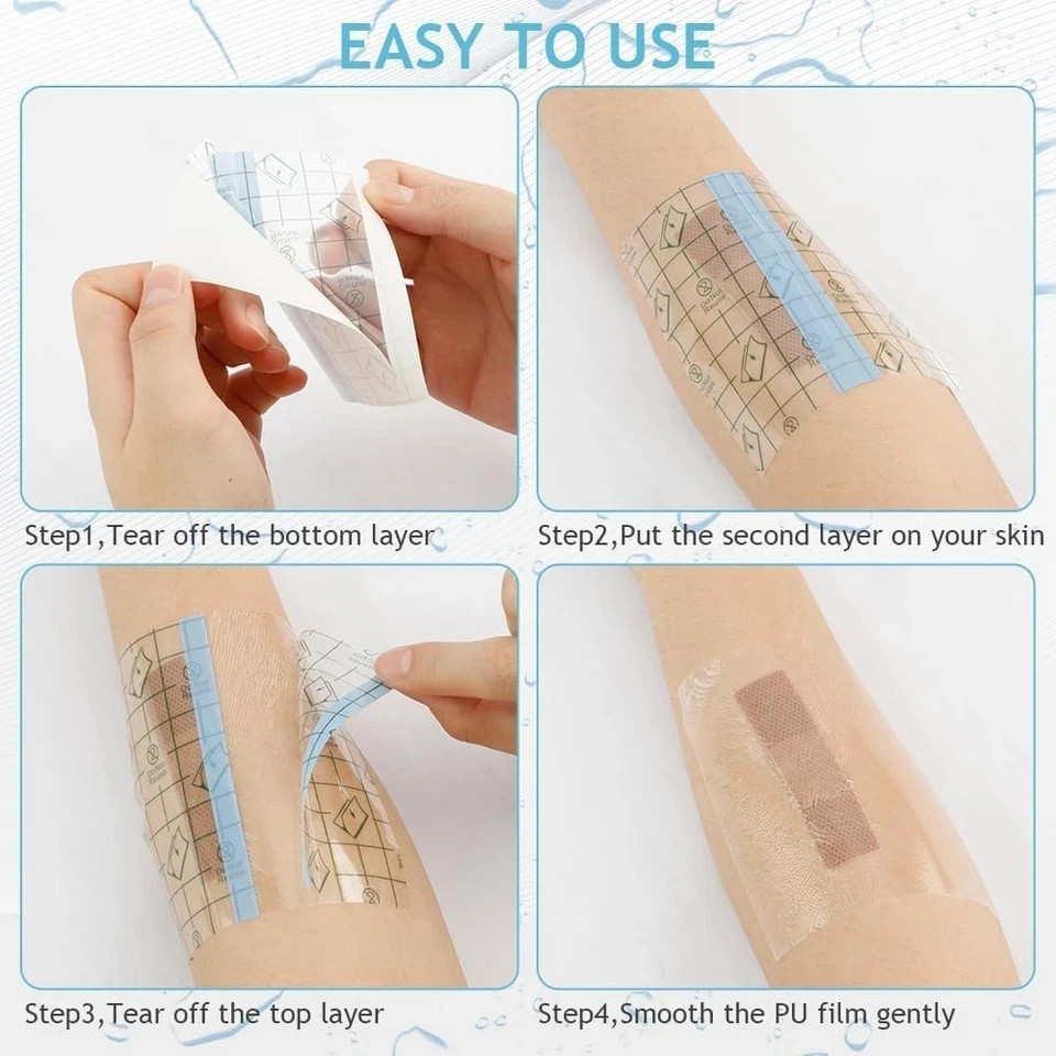 50 Pieces Transparent Stretch Adhesive Bandage Large Waterproof Transparent Film